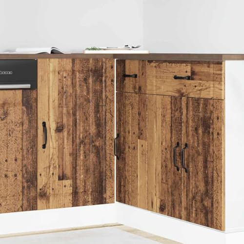 SooIarix Lucca köksunderskåp, gammalt träutseende trämaterial, 86 x 46 x 81,5 cm, justerbara fötter, fristående, robust förvaringsutrymme för köksmöbler
