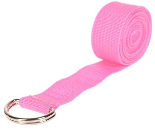yogabälte elastiskt band för yoga med D-ring, för fitnessövningar, rep för, kroppsformande motståndsbälte för stretching(Pink)