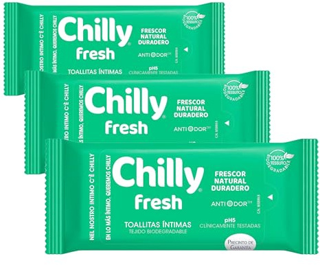 Chilly Pocket Gel Wipes, Intimate Daily Use, Fresh Formula, Is, 1 Unit (12 pieces) (Paquete de 3)