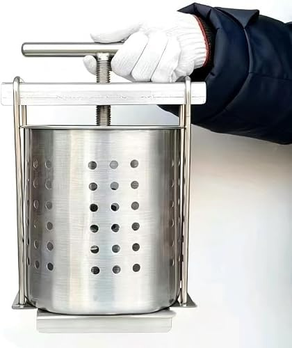 Rostfritt stål grönsakspress, manuell, 2,5 l rostfritt stål, grönsakspress, manuell, manuell fruktpress, fruktpress, potatispress, kan användas honungspress för biägare, hobbykockar