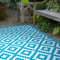 FH Home Outdoor-Teppich - wasserdicht, farbecht, wendbar - recycelter Premium-Kunststoff - Geometrisch - Terrasse, Veranda, Balkon - Aztec - Petrol & Weiß knitterfrei - 150 x 240