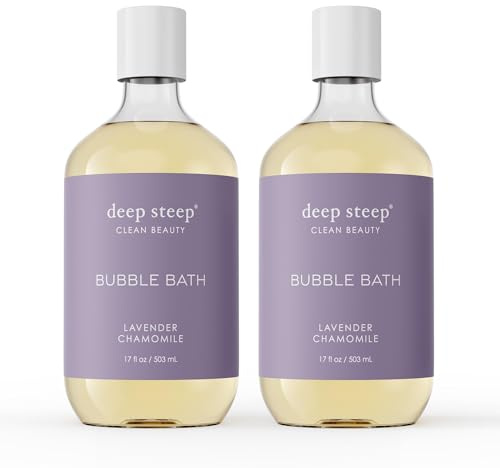 Deep Steep Bubble Bath, Lavender Chamomile 17 oz (Pack of 2) – Hypoallergenic, Clinically Tested Soothing Soak with Shea Butter & Argan Oil – Sulfate-Free