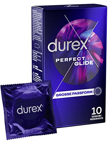 Durex Perfect Glide Kondome – Mit viel Silikongleitgel für besonders lange Gleitfähigkeit & ein sicheres Gefühl – 10er Pack (1 x 10 Stück)