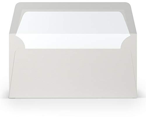 PAPERADO 25 Briefumschläge DIN lang/DL - Eisgrau gerippt Hell-Grau - 100 g/m² Kuvert ohne Fenster 22 x 11 cm - Umschläge mit Nassklebung gerader Klappe