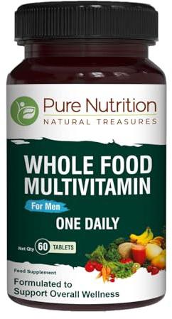 Pure Nutrition Whole Food Multivitamins for Men | 60 Tabs | One-A-Day | 100% RDA | 24 Natural Vitamins and Minerals | All Natural Plant Based Men's Multivitamin | 2 Months Supply