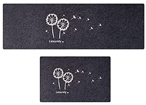 Yngffb Teppich Läufer, 2 küchenteppiche, Teppich küche, Polyesterfaser, Starke Wasseraufnahme, rutschfest, für Küchen, Badezimmer (40 x 60cm + 40 x 120cm, Löwenzahn)