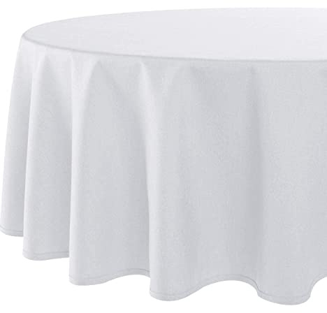 Tovaglia Wien Home, moderna biancheria da tavola con protezione antimacchia per tutto l'anno, bianca, 160 cm, rotonda
