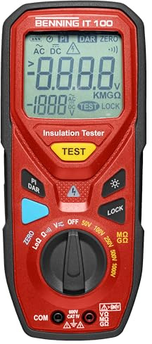 Benning IT 100 Isolations- und Widerstandsmessgerät (für Isolations-/Niederohmmessungen, Max. Spannungsmessbereich DC 600 V) 44107