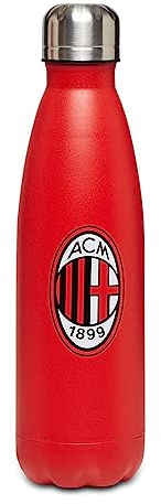 Seven Borraccia AC MILAN Calcio, Rosso Nero - Borraccia Termica in Acciaio Inox Interno Esterno, Mantenimento Temperatura fino a 24h - Scuola e Viaggio
