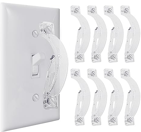 Lichtschalter-Abdeckung, Wandlichtschalter, Schutz-Lichtschalter, Schutzabdeckung, Schalterabdeckungen, kindersichere Lichtschalterplatte, schützt Ihre Lichter (klar, 8 Stück)