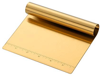 Dough Scraper, Buyer Star Stainless Steel Bench Scraper, Dough Cutter Kitchen Scraper with Handle and Measuring Scale for Pizza, Pastry, Bread Baking & Cake Chopper - Gold