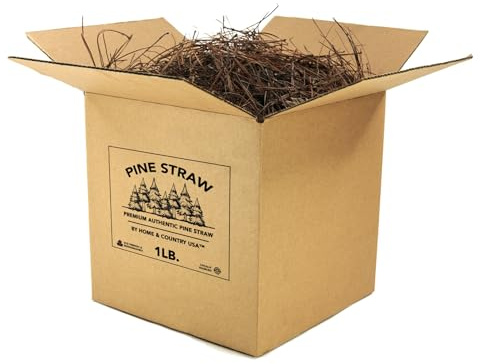 Home and Country USA Premium 1 Pound Pine Straw Mulch for Landscaping, Organic Material Made from Authentic Pine Needles Ideal for Gardening, Soil Moisture Retention.