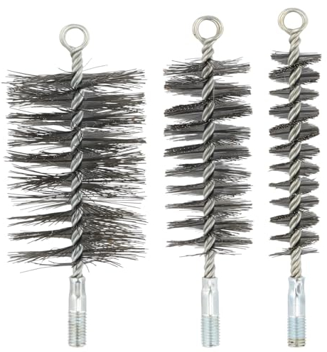 3 Spazzole per Tubi di Stufa Scovolo Spazzacamino Spazzola Pulizia Camino spazzola per Camini Scovolino in Acciaio Inox Scovolo Metallico Spazzola caldaia per Pulizia Caminetto (30 mm, 50 mm, 80 mm)