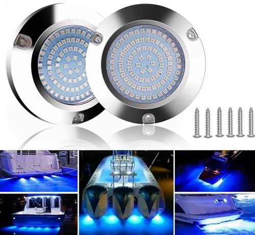 90led Boat Marine Led Underwater Lights,Stainless Steel IP68 Waterproof Surface Mount, for Stern Interior Navigation Deck Courtesy Night Fishing Cruise Ships Yachts Boats Sailboat Pontoon Transom