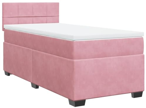 vidaXL Cama Box Spring con colchón Terciopelo Rosa 80x200 cm, boxspring, Camas con somier, Cama de Plataforma, Cama con somier, Cama, Cama de diván