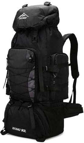 CINGHI LUSSO Sac à dos de randonnée 90l hommes et femmes sac à dos imperméable sac à dos de voyage grand Camping sac de randonnée sac de jour extérieur sac à dos de voyage (Noir)