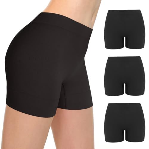 POPKOK Womens Boyshorts Panties Seamless Anti Chafing Boxer Briefs 3 Pack | Soft & Stretch ,Slim-fitting clothes or under dresses or skirts,Tag-free, biker shorts, workout shorts, yoga shorts