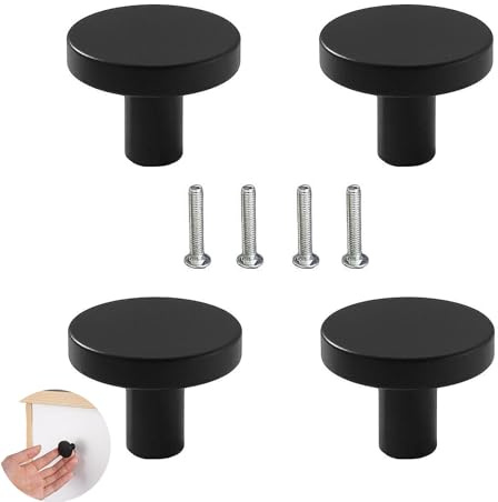 WQEDVN 4 PCS Black Door Knobs, Black Cupboard Knobs, for Cabinet Drawer Nightstand TV Cabinet Closet Door Handle