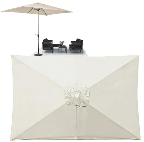Copertura Di Ricambio Per Ombrellone Da Giardino Esterno, Telo Di Ricambio Per 2x2m 3x2m 3x3m Ombrellone, 6 Stecche, Impermeabile, Baldacchino Di Ricambio Ombrellone Spiaggia Piscina(Beige,3x2m)