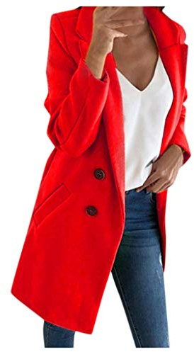 Chaquetas de forro polar para mujer Negro Noble Lana Larga Blend Ropa de abrigo femenina Abrigos Chaqueta delgada Abrigo Abrigo largo para mujer Chaqueta de piel para mujer Invierno, rojo, 3XL