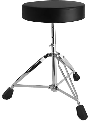 Tressify justerbar trumstol med 3-benbas, slitstarkt vadderat säte (16,7-21,7/42,4-55 cm), vikbar design med halkfria fötter, perfekt för trummisar, tangentbordsskivor, gitarrister