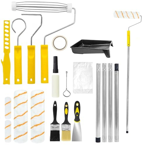Farbwannen-Set, 20-teiliges Farbroller-Set mit 9 Zoll & 4 Zoll Rollen – Inklusive Verlängerung, Farbwanne & Zubehör für professionelle Wand- & Deckenstreicherei