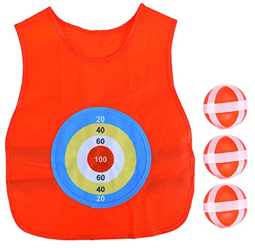 MechKit Sticky Ball Jersey Barn utomhus Kul Sticky Target Game Väst Non Woven Tyg Andas Mjukt Ljus Säker Röd Blå 45x39cm 70g med 3 bollar Sportleksak för barn (Röd)