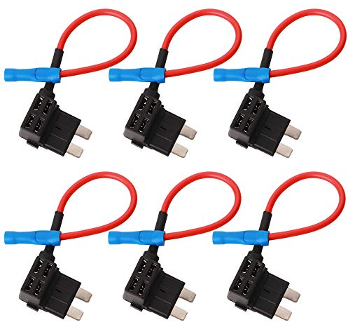 GTIWUNG 6 Stück Mittleres Flachsicherungsadapter Standard Autosicherungen Stromdieb Stecksicherung VerteilerSicherungshalter Sicherung Verteiler Anschlußkabel Sicherung und Kabelbaum