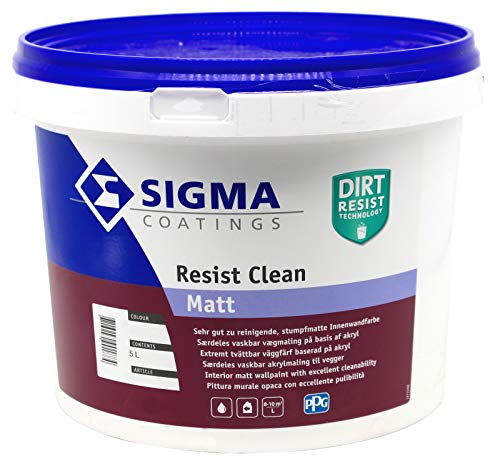 Sigma Innenwandfarbe abwaschbar Resist Clean Matt weiss 5L Deckenfarbe