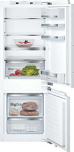 Bosch KIS77AFE0 Serie 6 Einbau-Kühl-Gefrier-Kombination, 158 x 56cm Nische, 169 L Kühlen & 61 L Gefrieren, Flachscharnier, Made in Germany, VitaFresh plus 2x längere Frische, LowFrost seltener abtauen