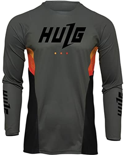 HULG Magliette da Ciclismo da Uomo, T-Shirtlungo, Top Abbigliamento Maglie da Ciclismo,Camicia da Mountain Bike/MTB,Traspirante E Assorbente dal Sudore, Asciugatura Rapida (Style-03,S)