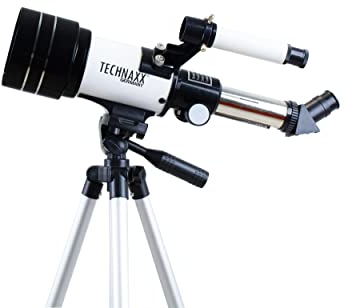 Technaxx Teleskop für Landschafts- und Himmelsbeobachtung – Vollständig höhenverstellbares Stativ, 3 x Linsen, Barlowlinse, Solar- und Grünlichtfilter – Teleskop für Erwachsene oder Kinder TX-175