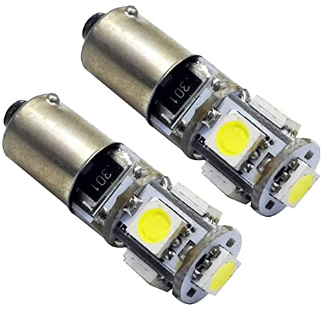 Coppia Lampadine Luci Led Posizione e Retromarcia H6W BAX9S Compatibile con Audi A3 Bmw Serie 1 3 Alfa Romeo 147 GT 156 Auto CANBUS 6000K 5 Led SMD Parcheggio Posteriori NO ERRORE (Bianco Ghiaccio)