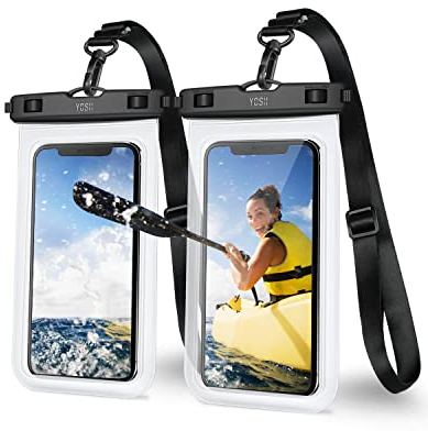 YOSH Waterproof Phone Pouch with Adjustable Lanyard, 2-Pack IPX8 Underwater Waterproof Phone Case for Swimming for iPhone 16 15 14 13 12 Pro Max Samsung S25 S24 S23 S22 Ultra A15 Xiaomi-up to 7.0