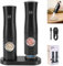 WADEO Electric Salt and Pepper Grinder Set with Rechargeable Base, Stainless Steel Salt and Pepper Grinder Set Electric with Adjustable Coarseness, Electric Salt and Pepper Mill with LED Light