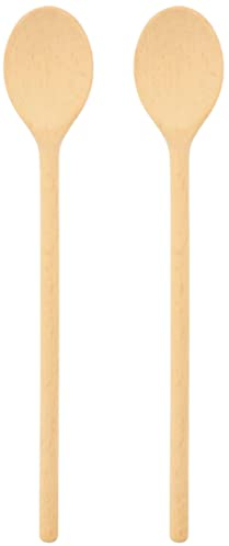 teemando® 2 X stabiler, ovaler Marken-Kochlöffel aus Holz, 25 cm, Kochlöffel zum Kochen und Backen