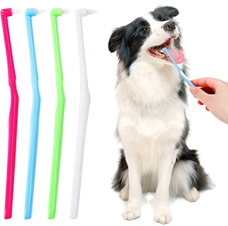 4 PCS Zahnbürsten für Hunde Weiche Borsten Haustier-Zahnbürsten Dauerhaft Katzen-Zahnbürste Zahnpflege-Set für Hunde Welpen-Zahnbürste für Beseitigung von Lebensmittelresten Hundezahnreinigungsset
