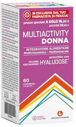 CHEMIST'S RESEARCH MULTIACTIVITY DONNA | Integratore Alimentare Formulato per Sostenere i Fabbisogni Nutrizionali della Donna | 60 Compresse Senza Glutine