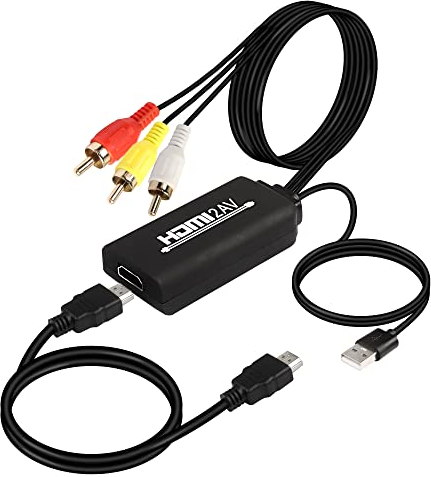 XMSJSIY HDMI zu RCA Konverter, 1080P HDMI zu AV 3RCA CVBs Composite Video Audio Kabel, HDMI auf ältere TV-Adapter, unterstützt PAL/NTSC für PC Laptop TV HDTV DVD LCD Projektoren – 1,8 m