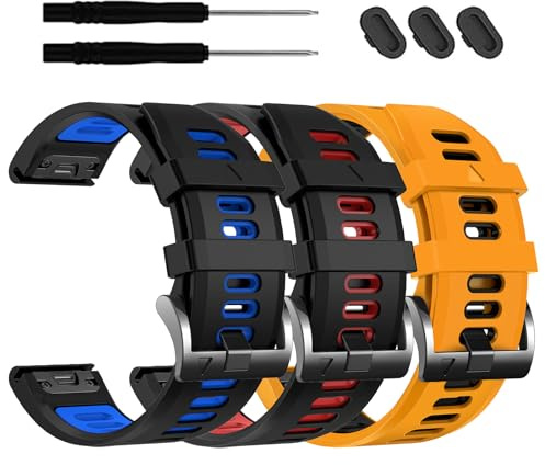 EZMVZKU 26mm Silikon Armband für Garmin Fenix 8 pro 51mm/Fenix 7X Pro/7X/6X Pro/6X/5X Plus/5X, QuickFit Ersatzarmband Uhrenarmband für Enduro 3/2/Epix Pro/Descent Mk3i/quatix 8/Tactix 8 AMOLED 51mm