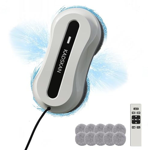 KADSKAN Window Cleaning Robot, Automatic Window Cleaner with Water Spray for Windows/Tiles/Class Door, Inside/Outside, 5600Pa Suction Power, 3.0 Path Planning, Remote Control