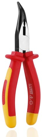 WISEPRO 6 Inch 1000V Insulated Long Nose Pliers, Insulated Long Nose Side-Cutting Pliers with Straight/Bent Jaw for Electricians