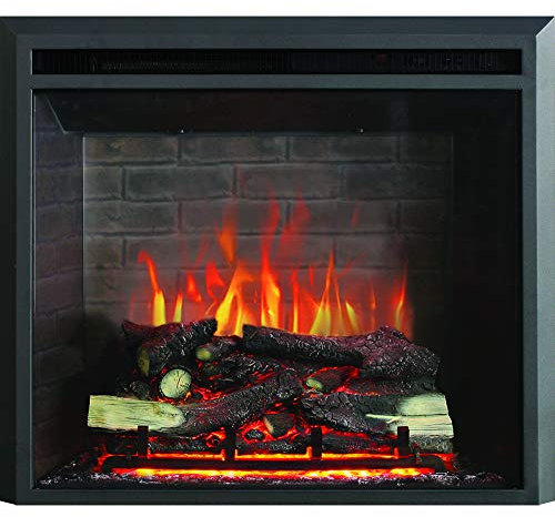 FLAMME Wembury Electric Fireplace Insert with Crackling Sound Effects 1000W/2000W Heater Suitable for Custom Media Wall or Mantel Designs 23”/63cm-33”/89cm