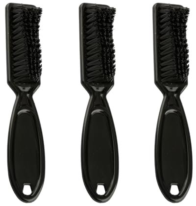 Tabanzhe 3PCS Professional Fade Brush Set - Barber Beard and Hair Cleaning Brush for Clipper, Styling Tool for Men and Women (Black)