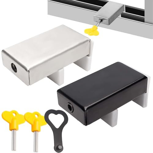 2 Pezzi Finestra Scorrevole Serratura WISIRENT, Adjustable Sliding Window Door Lock Serratura per Finestra Scorrevole, Ferma Finestra Scorrevole con Chiave Serratura Ante Scorrevoli per Soggiorno
