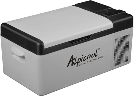 Alpicool EC15 15L Compressor Car Fridge Freezer, DC 12v Camping Refrigerator, Portable Mini Cool Box for TruckCampervanRVBoat, -20℃ to 20℃, Rechargeable(Battery not included)