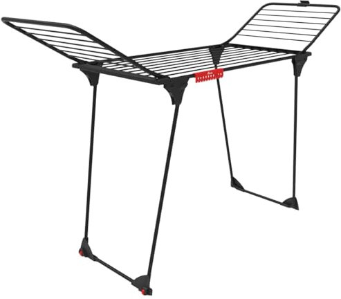 Vileda King Ultimate Wäscheständer, Black Edition, XXL-Leinen für weniger Falten, Trockenlänge: 20 m, Kleinteilehalter, stabil und robust, einfacher Transport Dank Sicherung und Rollen, Eco-Pack