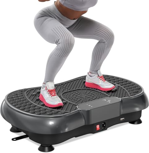 Vibration Plate Exercise Machine for Weight Loss, 220W Power Plate Vibrating Plate with 99 Speed Levels, Full Body Workout Trainer with Resistance Bands, Supports Lymphatic Drainage, 150KG Capacity