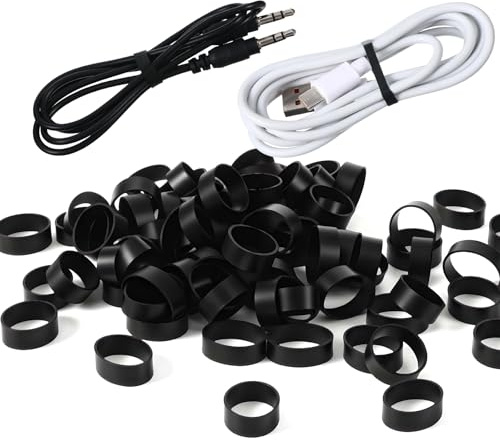 300 st silikongummiringar små – datalinjer gummiband svart – litet gummiband för hushåll, kontor och industri