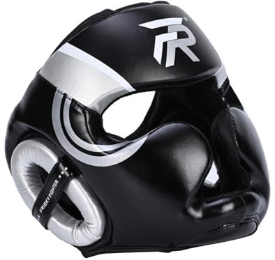 TISHITA Boxeo Casco Acolchado con Espuma EVA Y Protección para Toda La Cabeza en Karate Taekwondo Boxeo Adecuado para Niños Mujeres Hombres Adultos, Plata S